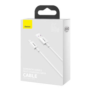 Baseus cablu 66W USB to Type-C 2m White
