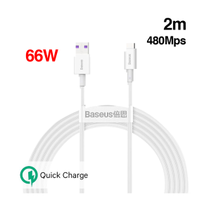 Baseus cablu 66W USB to Type-C 2m White