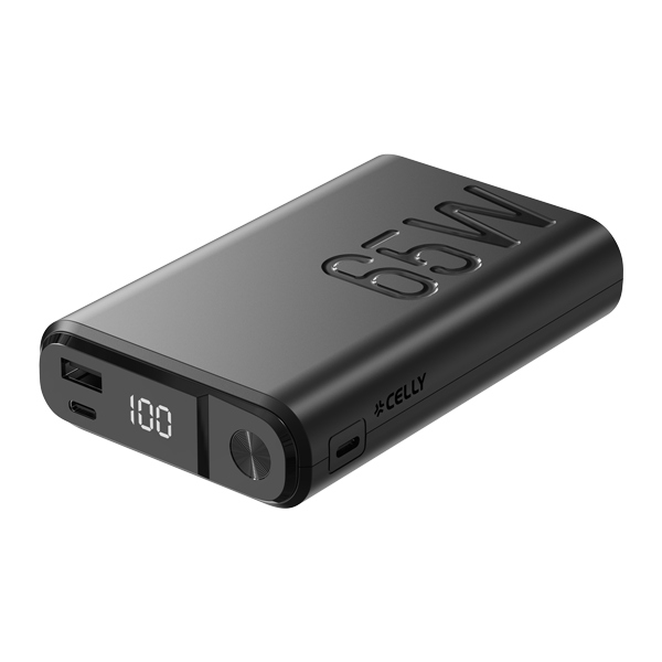 Celly Baterie externa 20.000mAh 65W 1xUSB-A 2xUSB-C Black