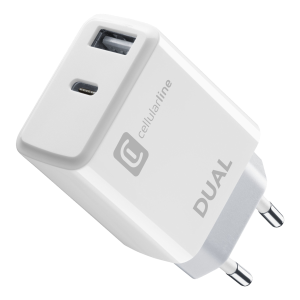 Cellularline CTK incarcator priza USB-C-A ACHIPHUSB2PD20WW