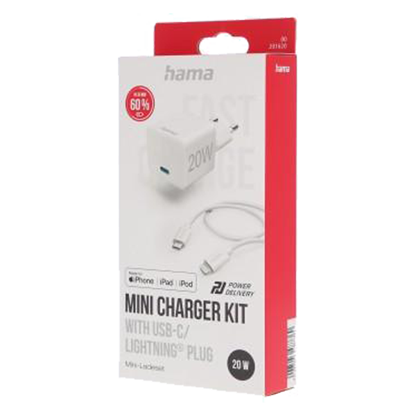 Hama Fast Charger Lightning 20W 1m White