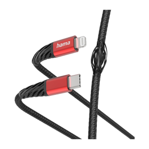 Hama cablu USB-C to Lightning nylon Black Red