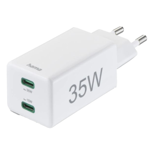 Hama incarcator fast 35W 2xUSB-C PD Qualcomm White