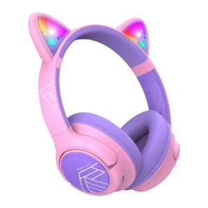 PowerLocus Casti Wireless Copii roz cu urechi pisica LED 