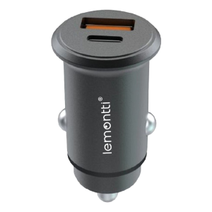 Lemontti Incarcator Auto Super Fast 65W Type-C USB-A Black