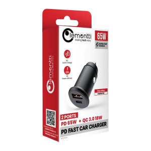 Lemontti Incarcator Auto Super Fast 65W Type-C USB-A Black