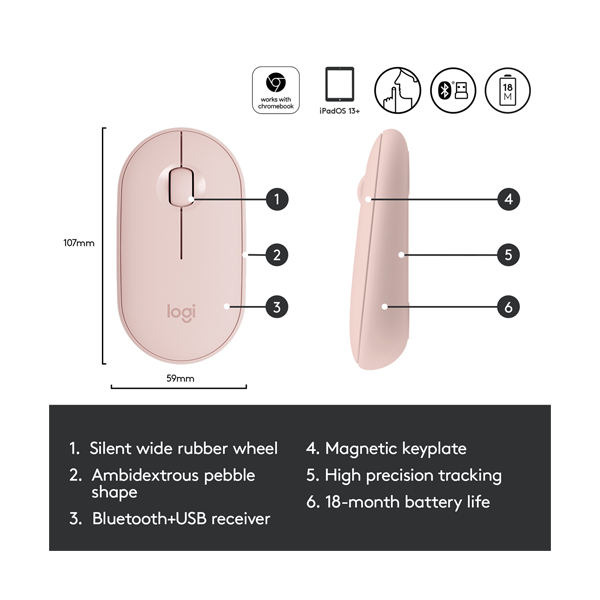 Mouse Logitech Pebble M350 wireless Rose