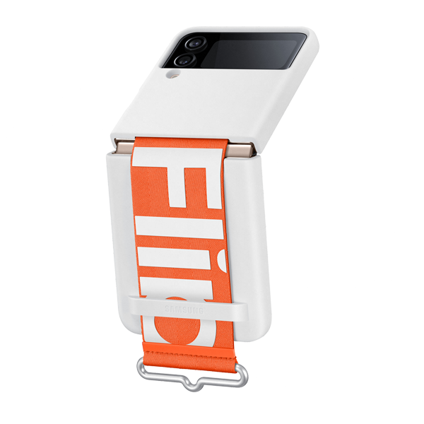 Samsung Z Flip 4 5G Silicon Cover Strap White EFGF721TWEGWW