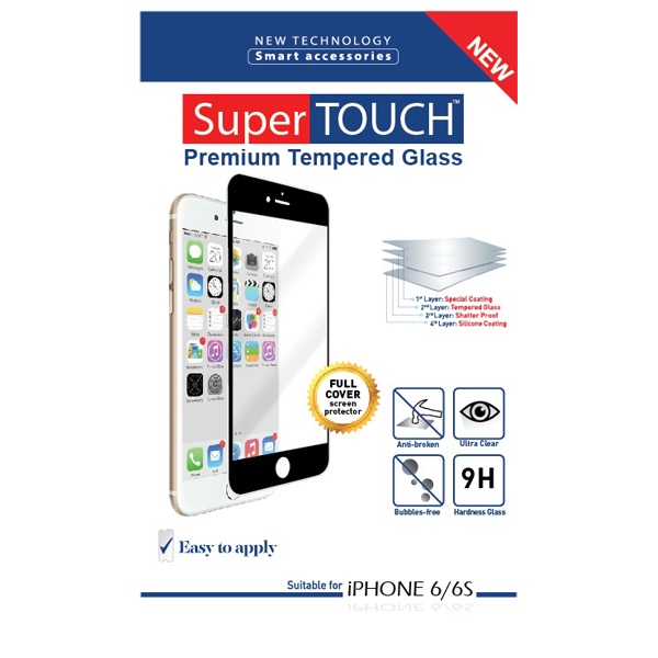 Super-Touch glass folie full cover iPhone 6S black