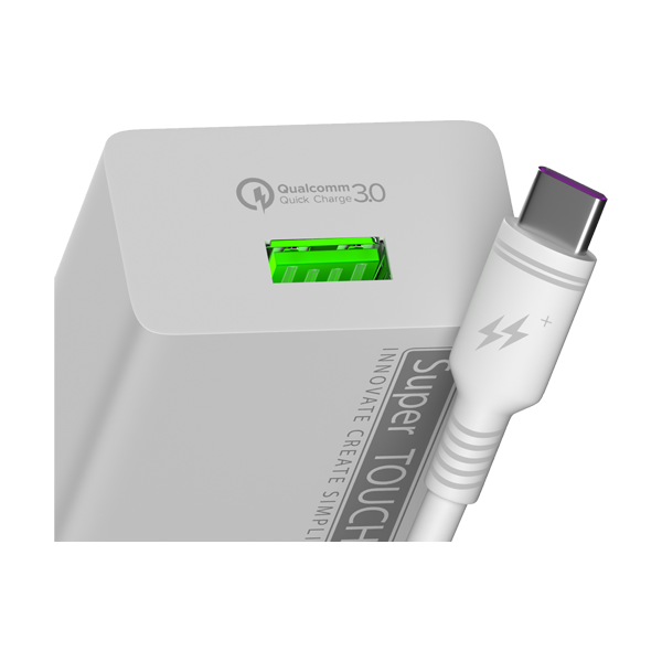 Super Touch incarcator priza QC 3.0 cablu Type C White