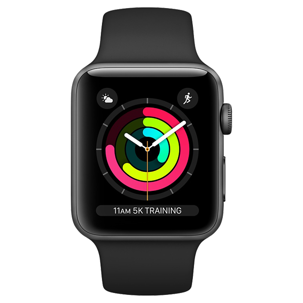 apple watch s3 38mm space gray aluminum with black