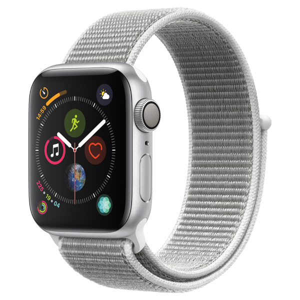 Apple watch s4 gps 44mm silver deals seashell sport loop mu6c2wb