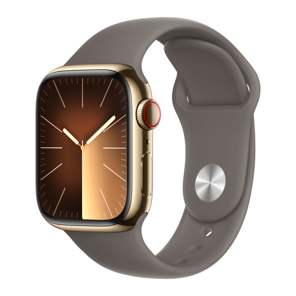 Apple Watch S9 Cellular 45mm Gold Steel Case Clay Sport ML