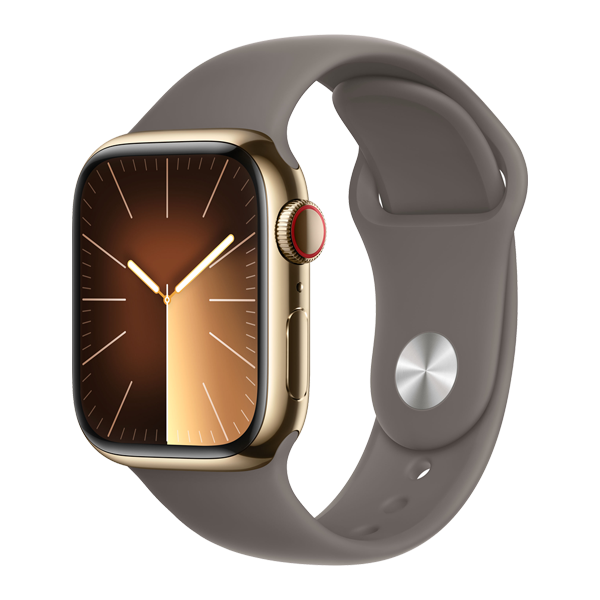 Apple Watch S9 Cellular 41mm Gold Steel Case Clay Sport ML