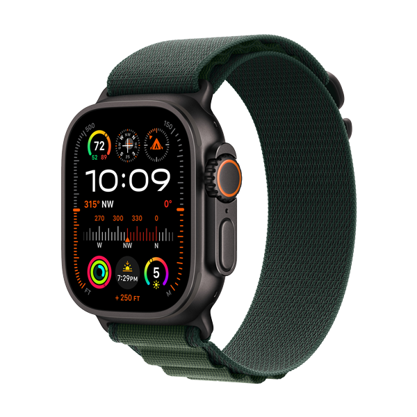 Apple Watch Ultra2 49mm Black w Green Alpine Loop M
