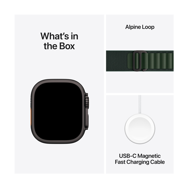 Apple Watch Ultra2 49mm Black w Green Alpine Loop M