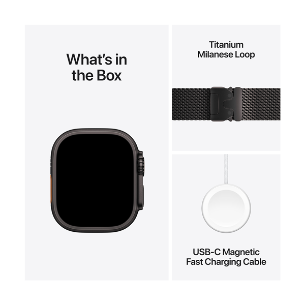 Apple Watch Ultra 2 49mm Black w Black Titan Milanese Loop M